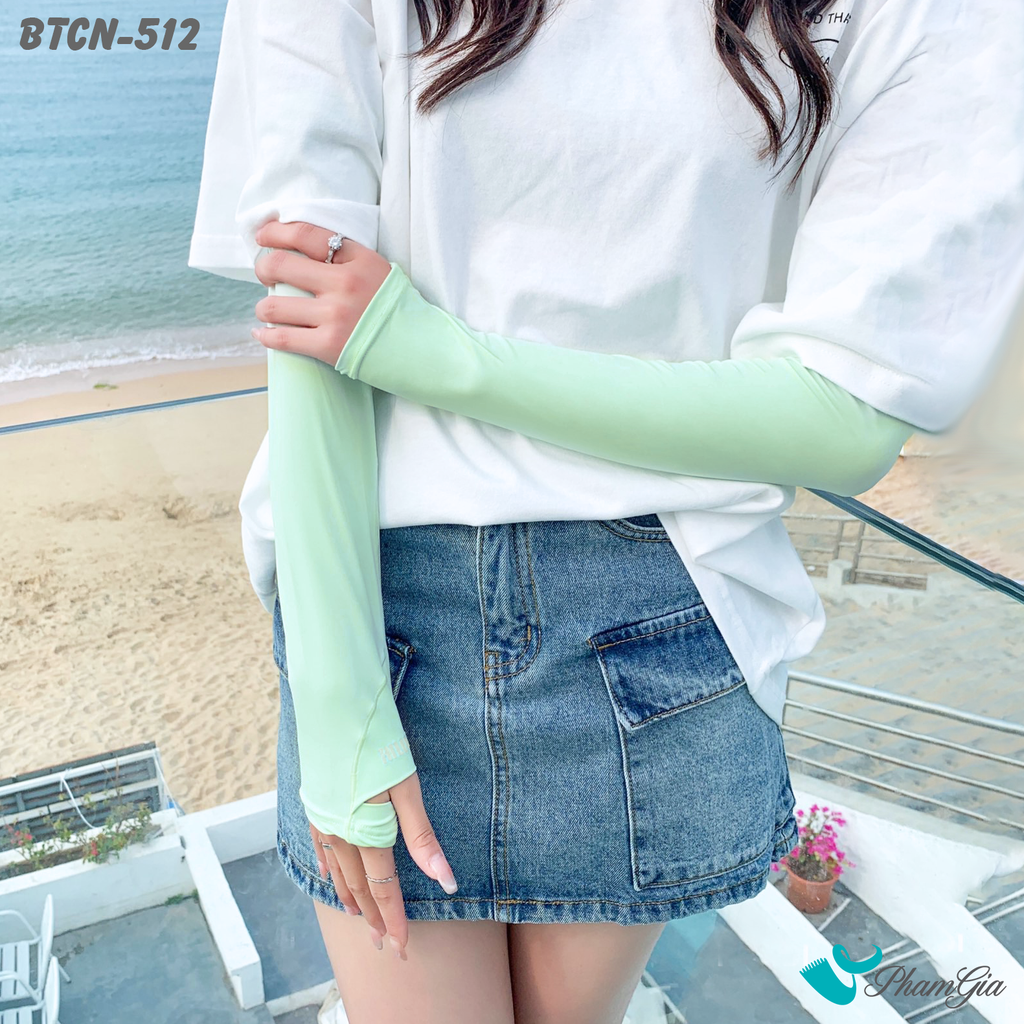 Model Găng Tay Ống Chống Nắng Slim-Fit Hạ Nhiệt Cao Cấp Màu Xanh Mint