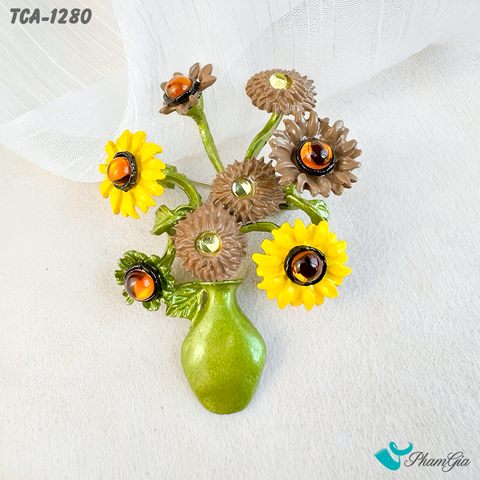 Ghim Cài Áo Bình Hoa Hướng Dương Thanh Lịch (TCA1280)