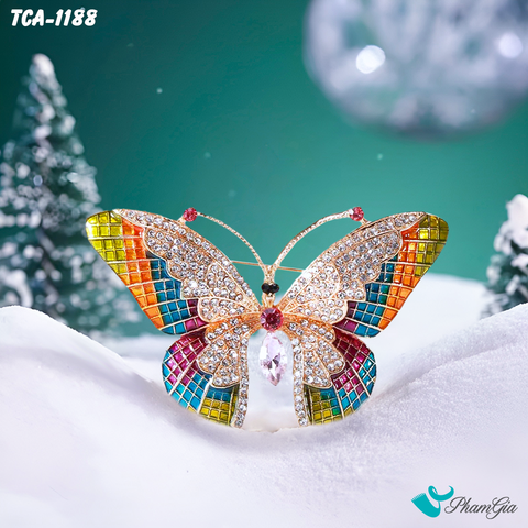 Ghim Cài Áo Bướm Đính Đá Pha Lê Đa Sắc Độc Đáo (TCA1188)