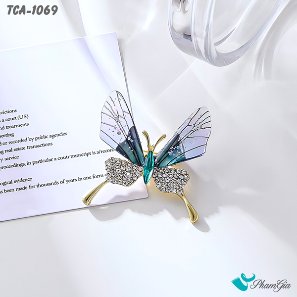 Ghim Cài Áo Bướm Đính Đá Nữ Tính Màu Tím (TCA1069)