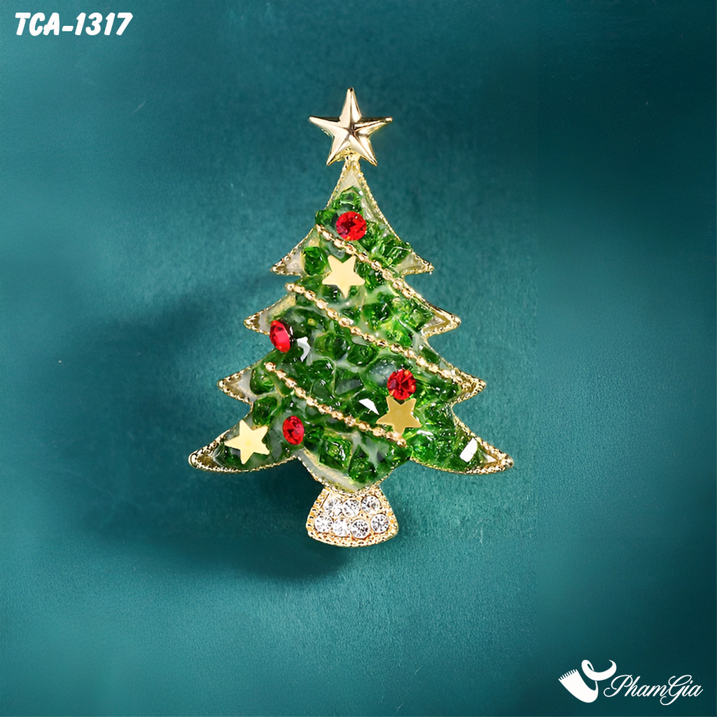 Góc Trên Ghim Cài Áo Cây Thông Noel Sắc Màu Cao Cấp