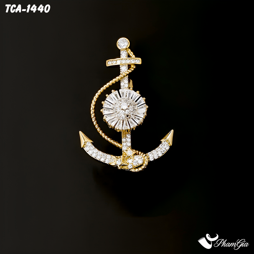Ghim Cài Áo Mỏ Neo Đính Đá Sang Trọng (TCA1440)