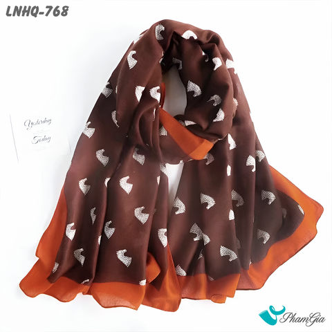 Khăn Choàng Linen Phong Cách Hàn Quốc Họa Tiết Ngựa Màu Nâu Cá Tính (LNHQ768)