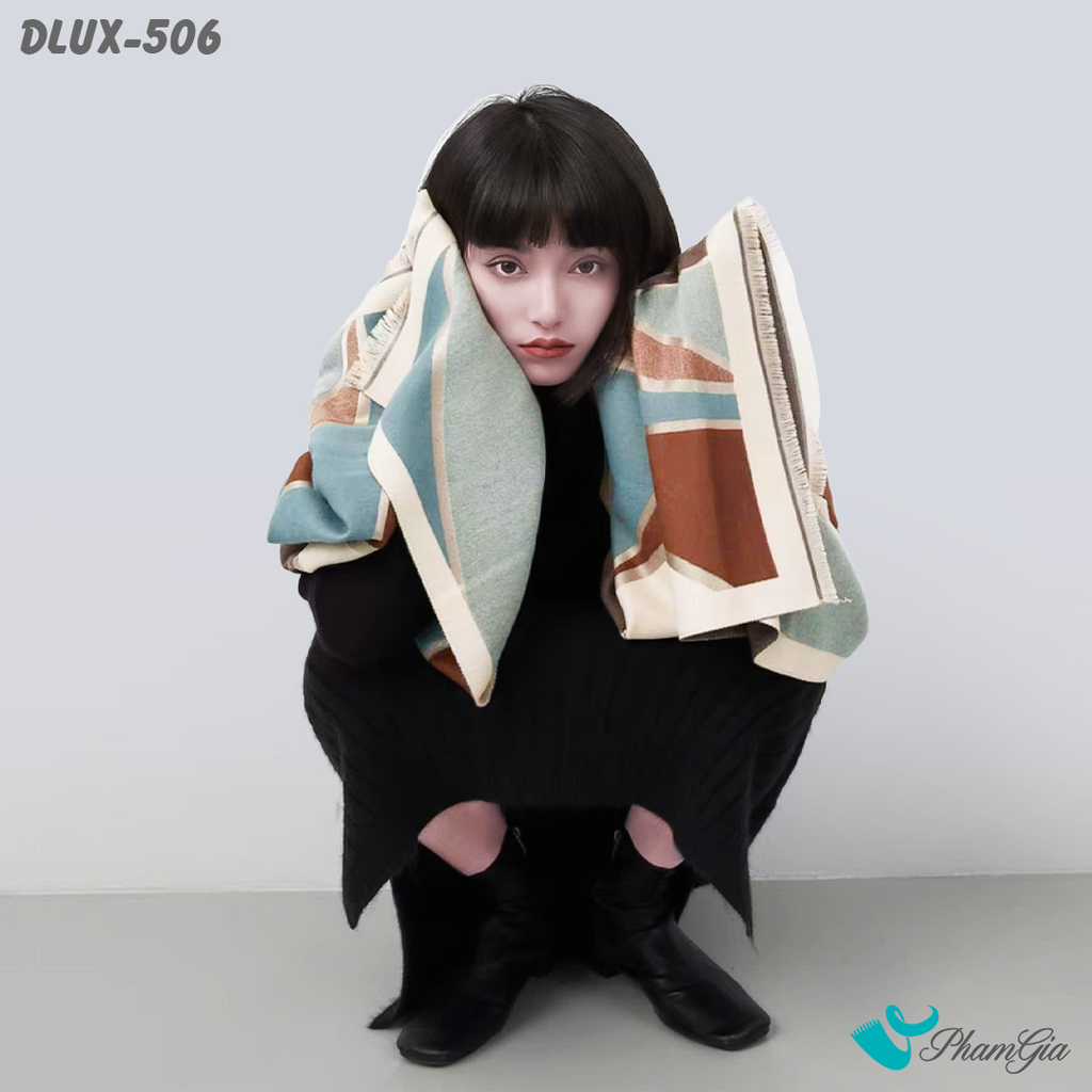 Người Mẫu Choàng Khăn Choàng Dạ Cashmere Cao Cấp Phong Cách Retro Phối Nhiều Màu Hiện Đại