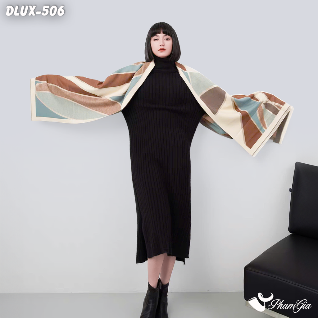 Model Choàng Khăn Choàng Dạ Cashmere Cao Cấp Phong Cách Retro Phối Nhiều Màu Hiện Đại