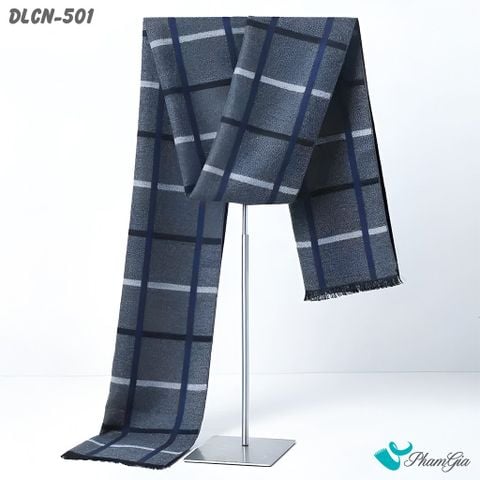 Họa Tiết Khăn Choàng Dạ Cashmere Nam Cao Cấp Họa Tiết Caro Tattersall Màu Xám Ghi