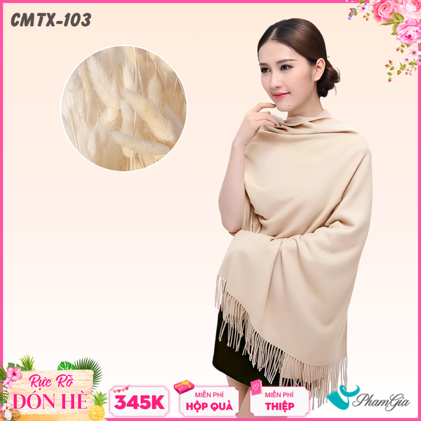 Khăn Choàng Cashmere Trơn Cao Cấp Màu Beige (CMTX103)