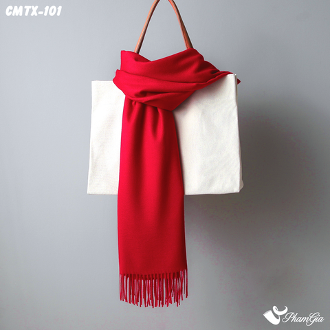 Góc Thẳng Khăn Choàng Cashmere Trơn Cao Cấp Màu Đỏ Tươi