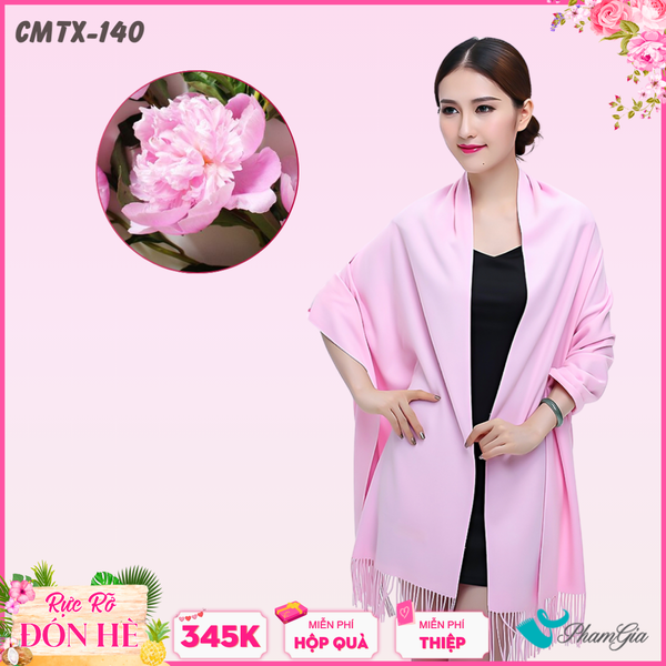 Khăn Choàng Cashmere Trơn Cao Cấp Màu Hồng Baby (CMTX140)