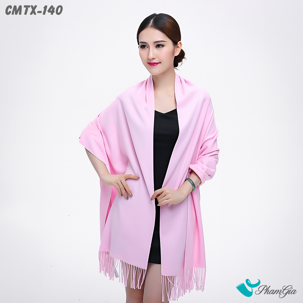 Khăn Choàng Cashmere Trơn Cao Cấp Màu Hồng Baby
