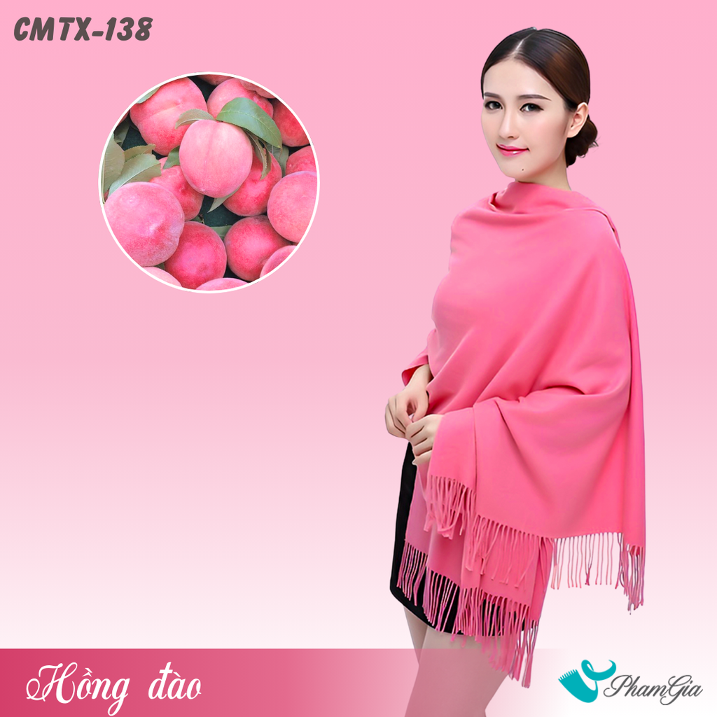 Khăn Choàng Cashmere Trơn Cao Cấp Màu Hồng Đào