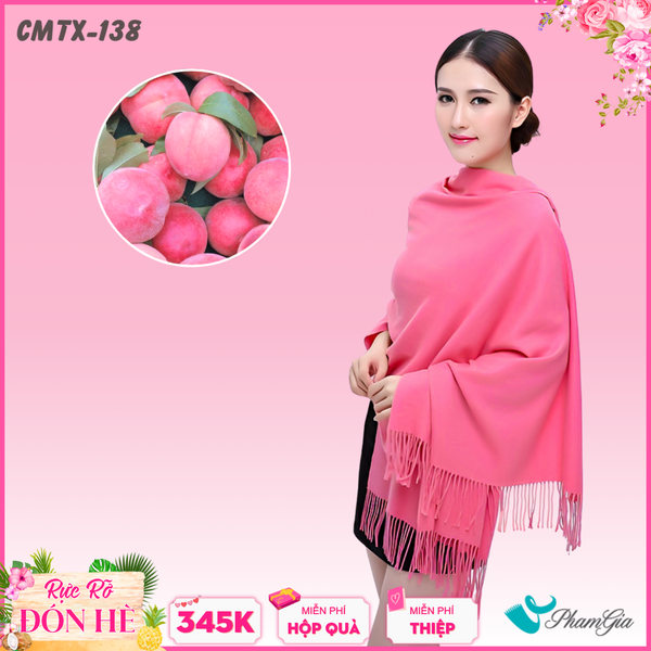 Khăn Choàng Cashmere Trơn Cao Cấp Màu Hồng Đào (CMTX138)