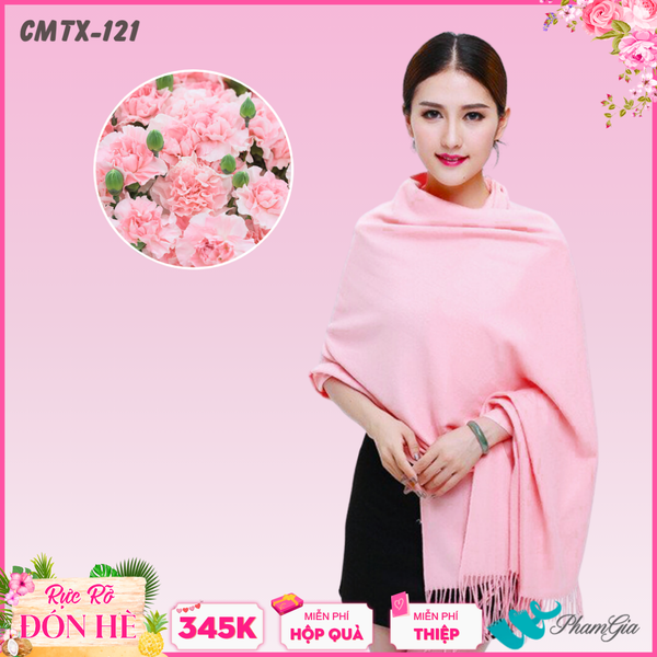 Khăn Choàng Cashmere Trơn Cao Cấp Màu Hồng Sữa (CMTX121)
