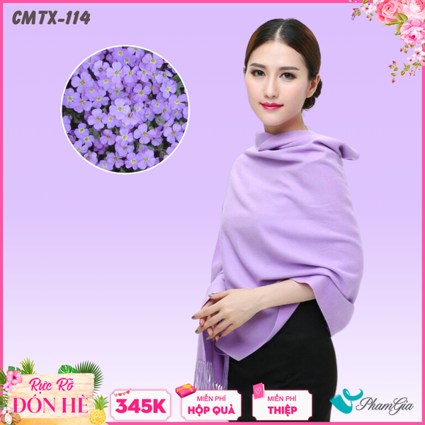 Khăn Choàng Cashmere Trơn Cao Cấp Màu Tím Lilac (CMTX114)