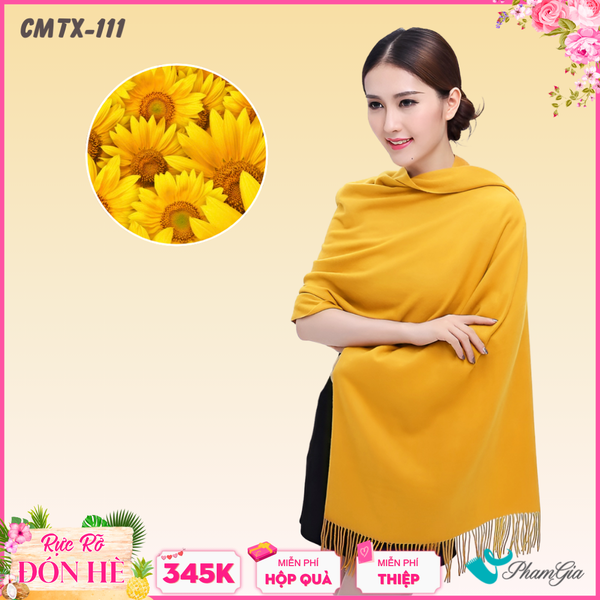 Khăn Choàng Cashmere Trơn Cao Cấp Màu Vàng Nghệ (CMTX111)