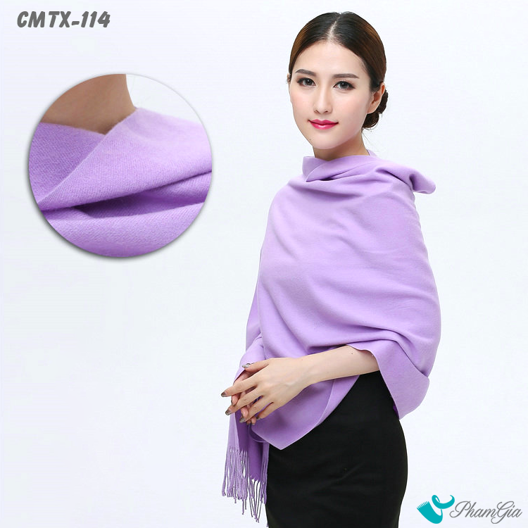 Khăn Choàng Cashmere Trơn Cao Cấp Màu Tím Lilac