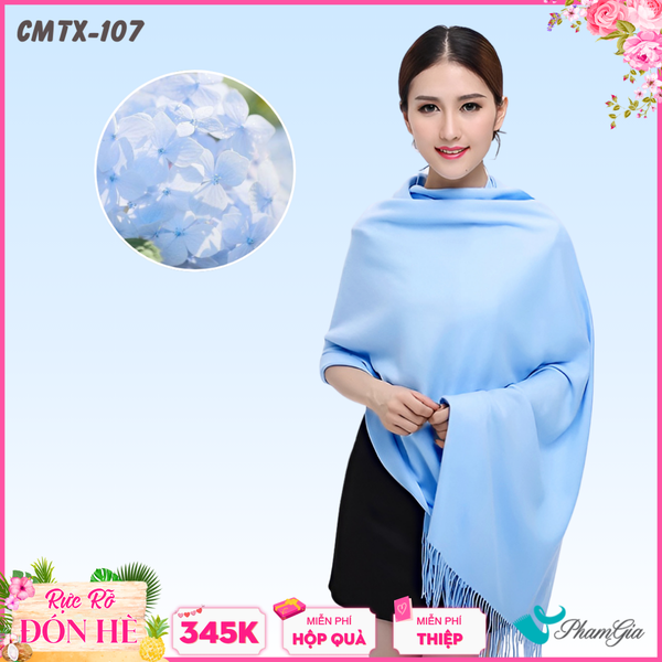 Khăn Choàng Cashmere Trơn Cao Cấp Màu Xanh Baby (CMTX107)