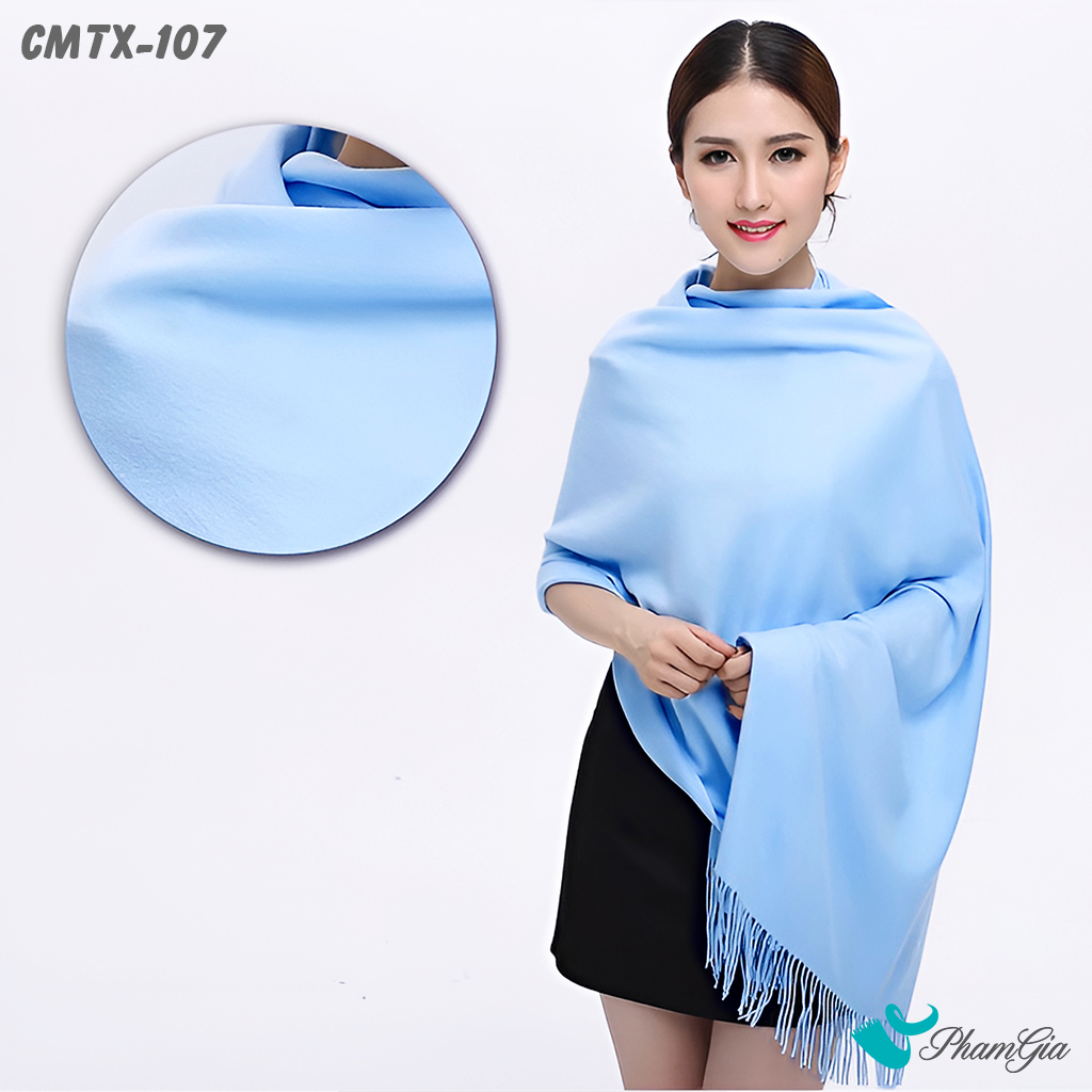 Khăn Choàng Cashmere Trơn Cao Cấp Màu Xanh Baby