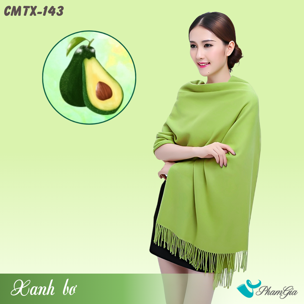 Khăn Choàng Cashmere Trơn Cao Cấp Màu Xanh Bơ