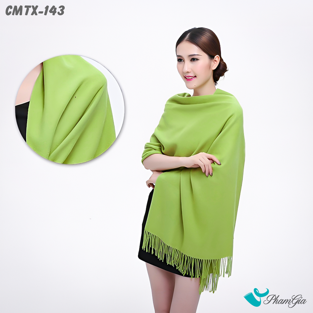 Khăn Choàng Cashmere Trơn Cao Cấp Màu Xanh Bơ
