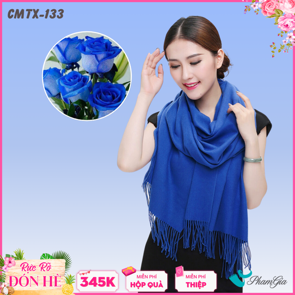 Khăn Choàng Cashmere Trơn Cao Cấp Màu Xanh Coban (CMTX133)