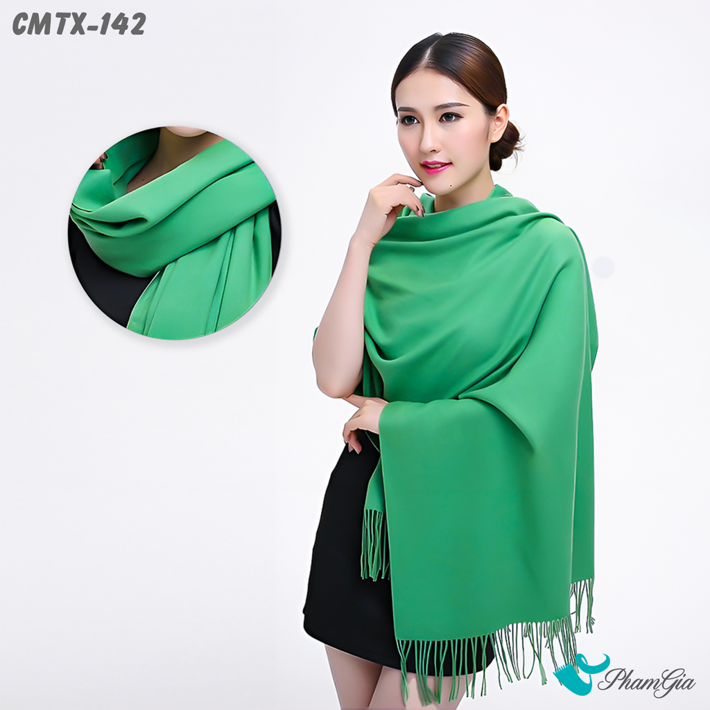 Khăn Choàng Cashmere Trơn Cao Cấp Màu Xanh Két