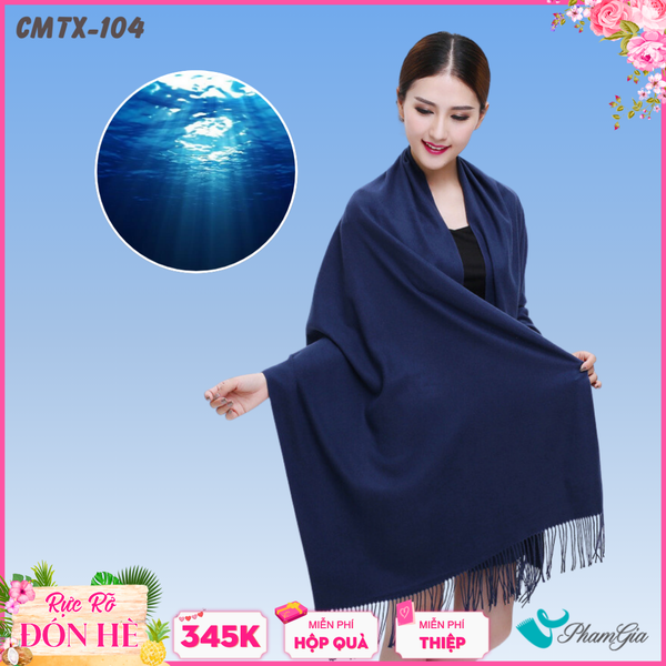 Khăn Choàng Cashmere Trơn Cao Cấp Màu Xanh Navy (CMTX104)