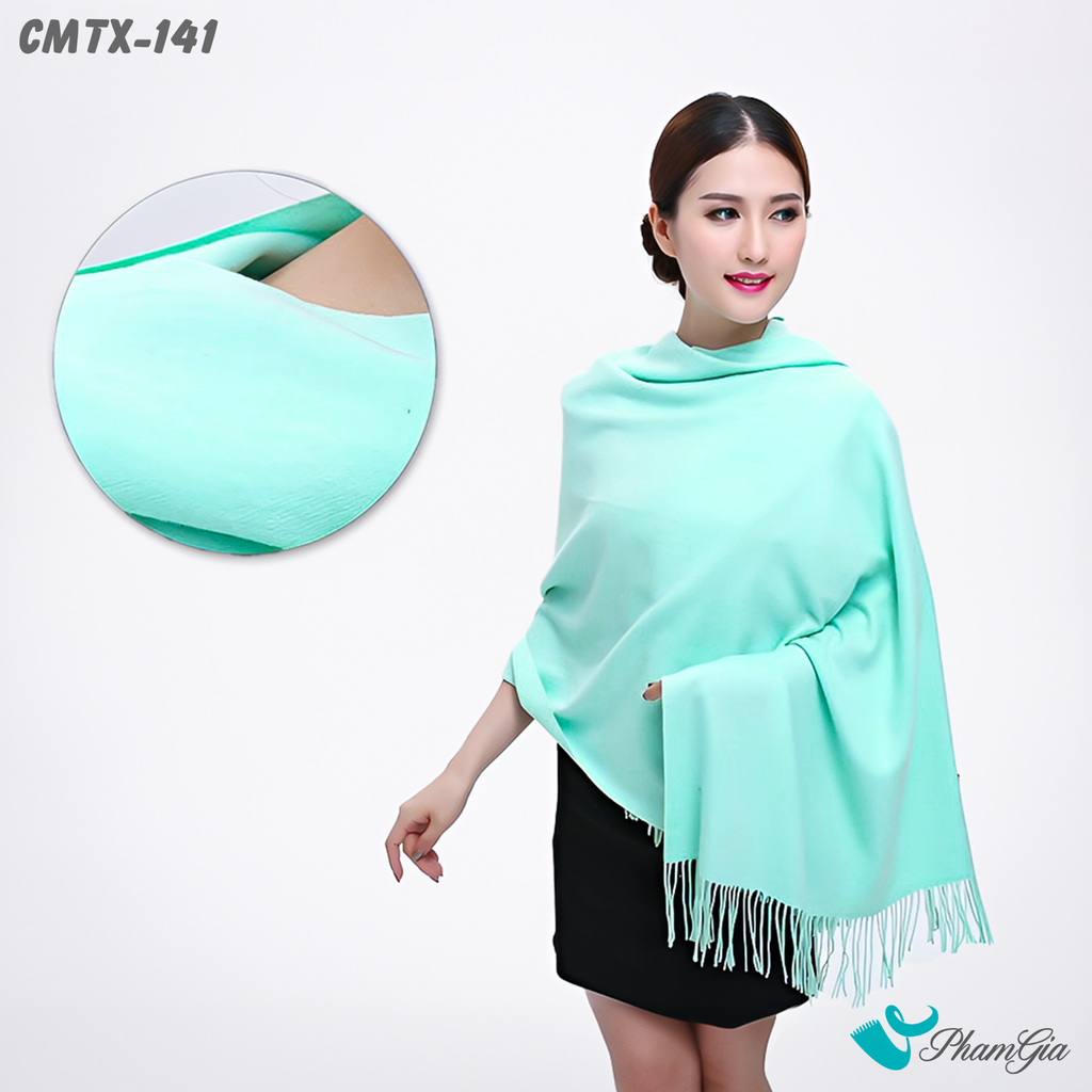 Khăn Choàng Cashmere Trơn Cao Cấp Màu Xanh Ngọc