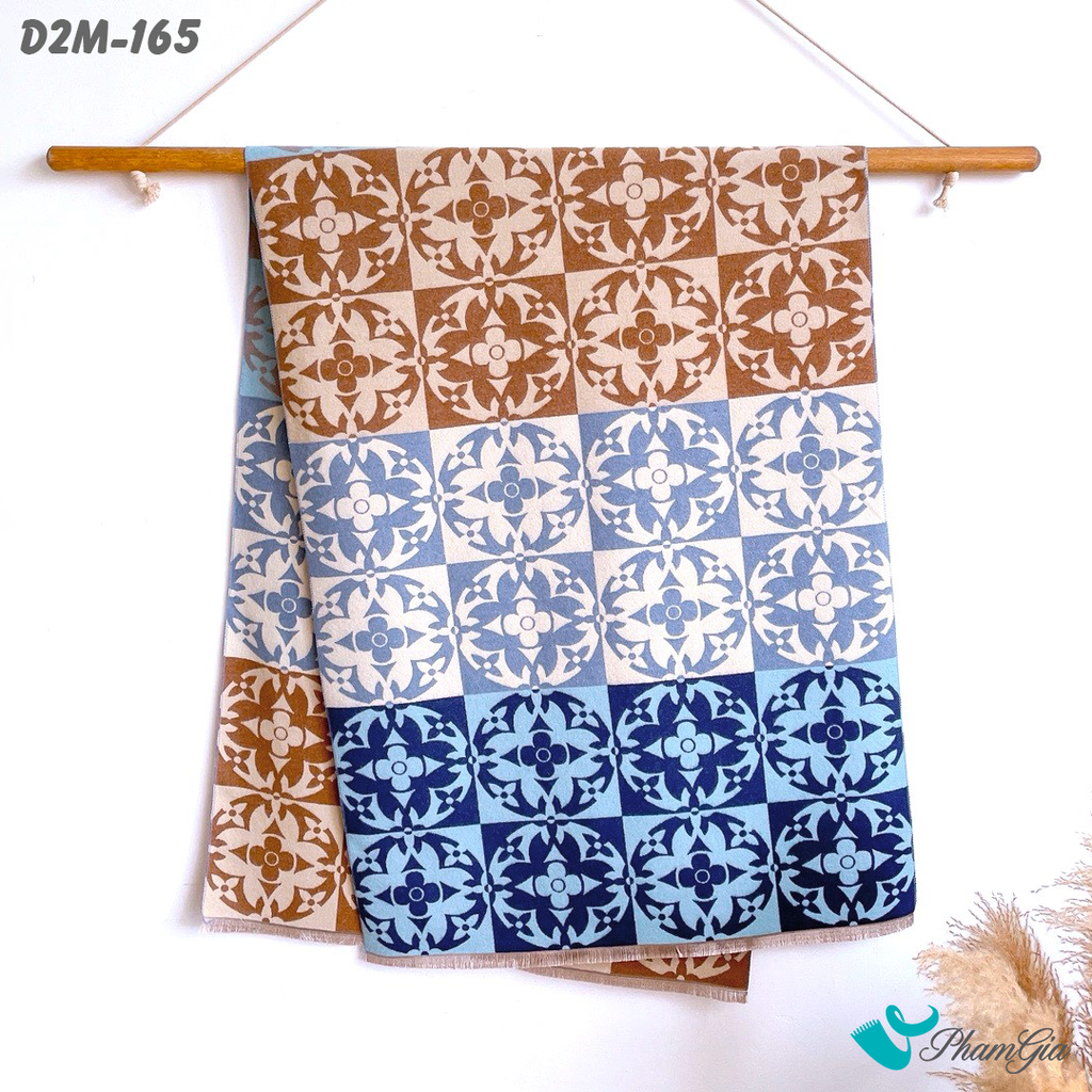 Họa Tiết Khăn Choàng Dạ Cashmere 2 Mặt Cao Cấp Hoa Văn Đối Xứng Độc Đáo
