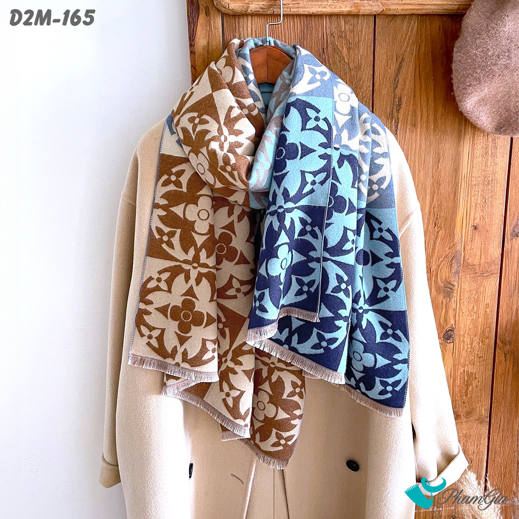 Khăn Choàng Dạ Cashmere 2 Mặt Cao Cấp Hoa Văn Đối Xứng Độc Đáo