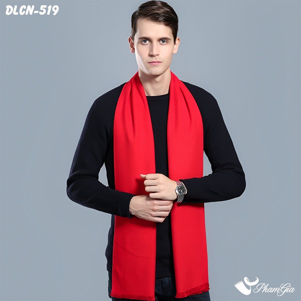Khăn Choàng Dạ Cashmere Nam Cao Cấp Màu Đỏ Tươi