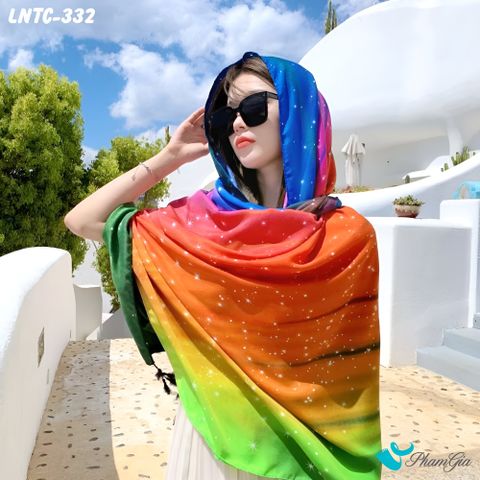 Người Mẫu Choàng Khăn Choàng Linen Boho Họa Tiết Galaxy Phối Nhiều Màu Rực Rỡ