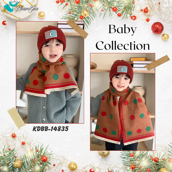 Khăn Dạ Baby Giữ Ấm Họa Tiết Chấm Bi Màu Nâu Đáng Yêu (KDBB14835)