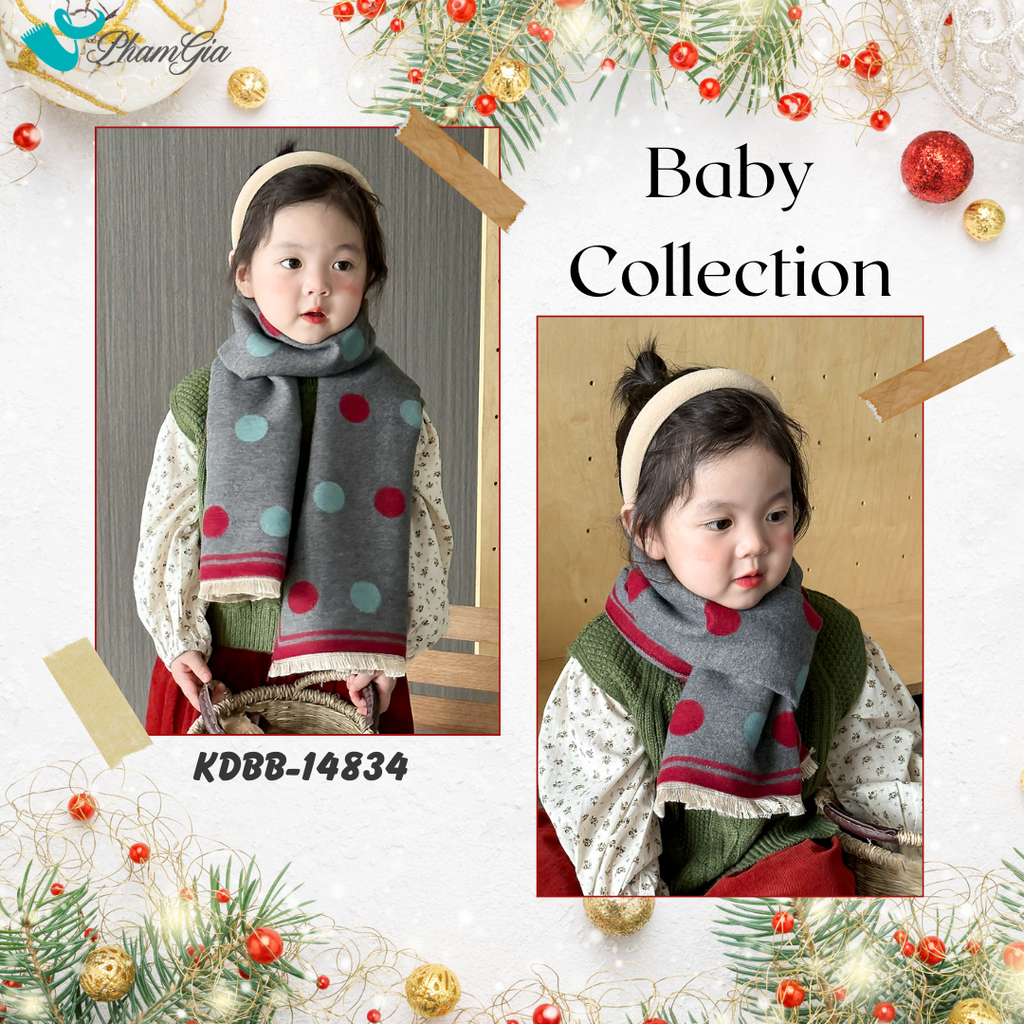 Khăn Dạ Baby Giữ Ấm Họa Tiết Chấm Bi Màu Xám Đáng Yêu