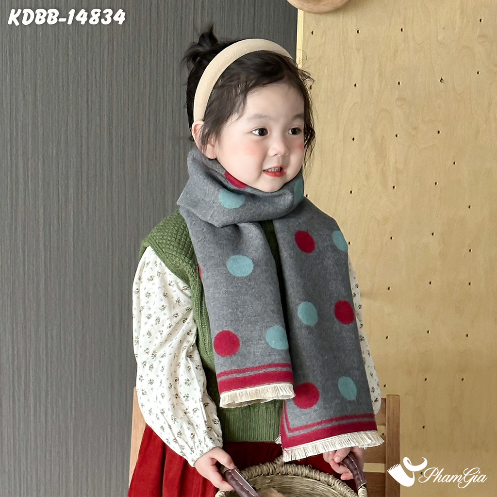 Góc Phải Khăn Dạ Baby Giữ Ấm Họa Tiết Chấm Bi Màu Xám Đáng Yêu