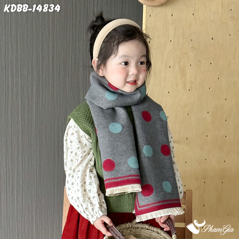 Góc Phải Khăn Dạ Baby Giữ Ấm Họa Tiết Chấm Bi Màu Xám Đáng Yêu
