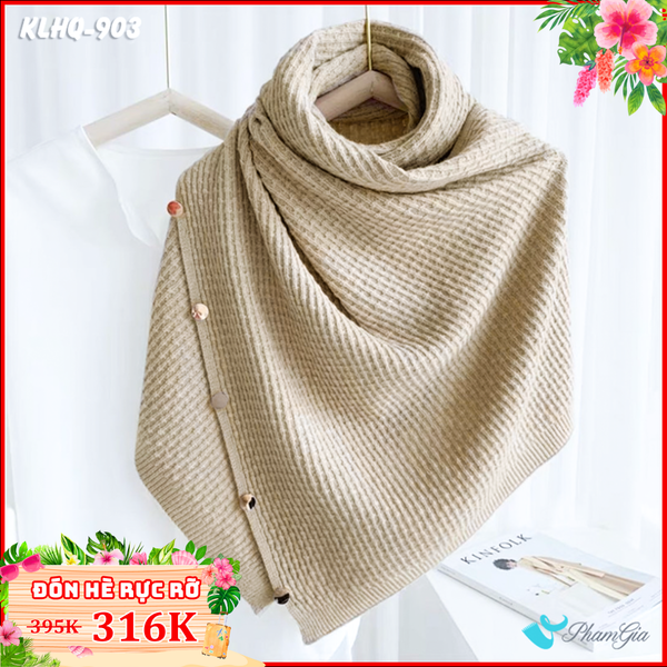 Khăn Len Giữ Ấm Đa Năng Phong Cách Hàn Quốc Cao Cấp Màu Beige (KLHQ903)