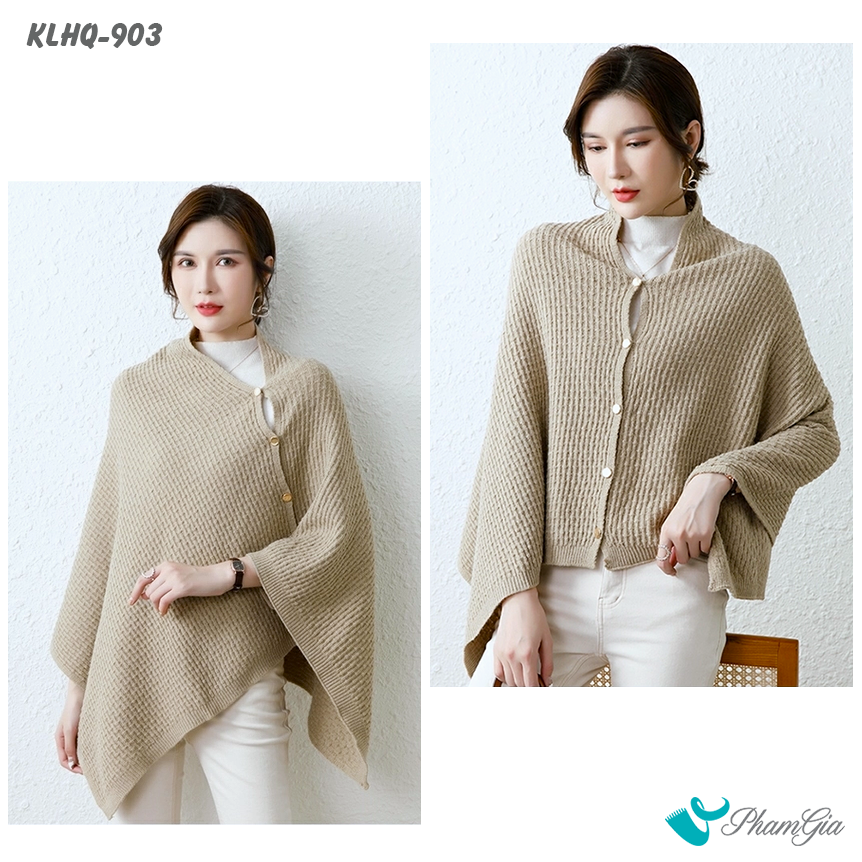 Model Mặc Khăn Len Giữ Ấm Đa Năng Phong Cách Hàn Quốc Cao Cấp Màu Beige