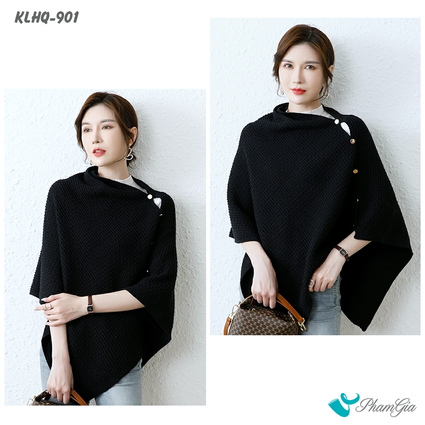 Model Mặc Khăn Len Giữ Ấm Đa Năng Phong Cách Hàn Quốc Cao Cấp Màu Đen