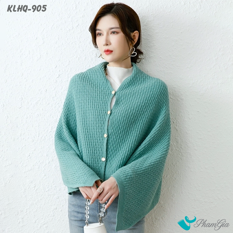 Model Mặc Khăn Len Giữ Ấm Đa Năng Phong Cách Hàn Quốc Cao Cấp Màu Xanh
