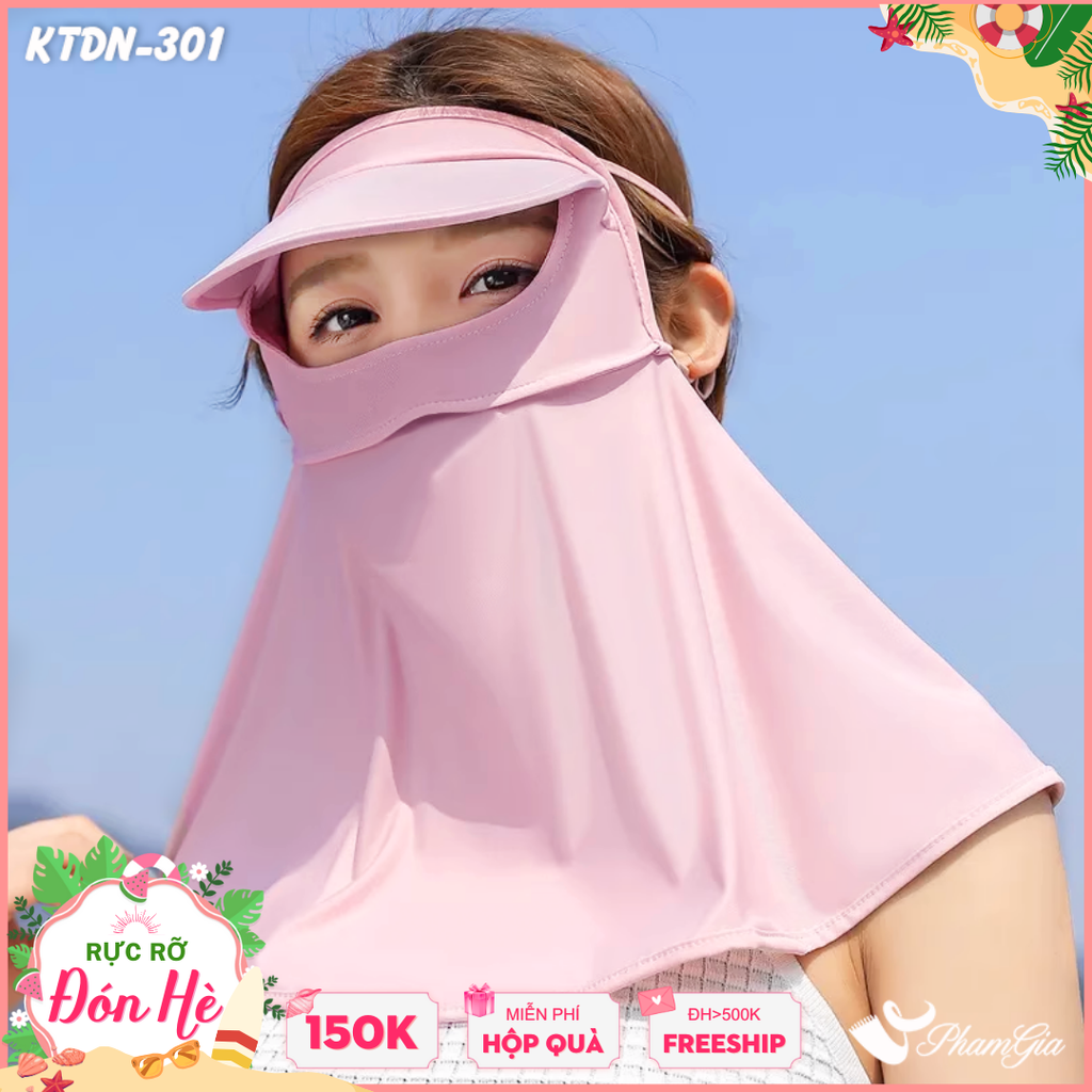 Khẩu Trang Chống Nắng Full Face 360 Độ Màu Hồng Pastel
