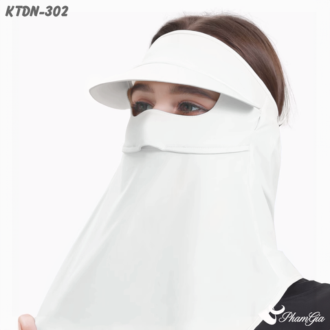 Góc Nghiêng Khẩu Trang Chống Nắng Full Face 360 Độ Màu Trắng