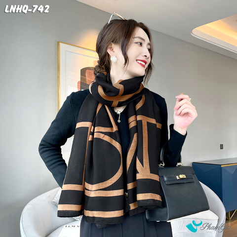 Khăn Choàng Linen Phong Cách Hàn Quốc Họa Tiết Retro Hiện Đại (LNHQ742)