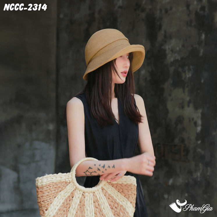 Nón Cói Cloche Lượn Viền Cổ Điển Màu Nâu Tây