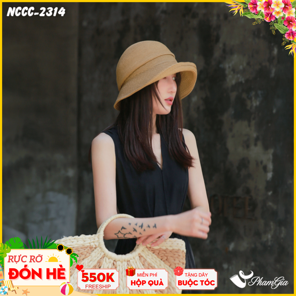 Nón Cói Cloche Lượn Viền Cổ Điển Màu Nâu Tây