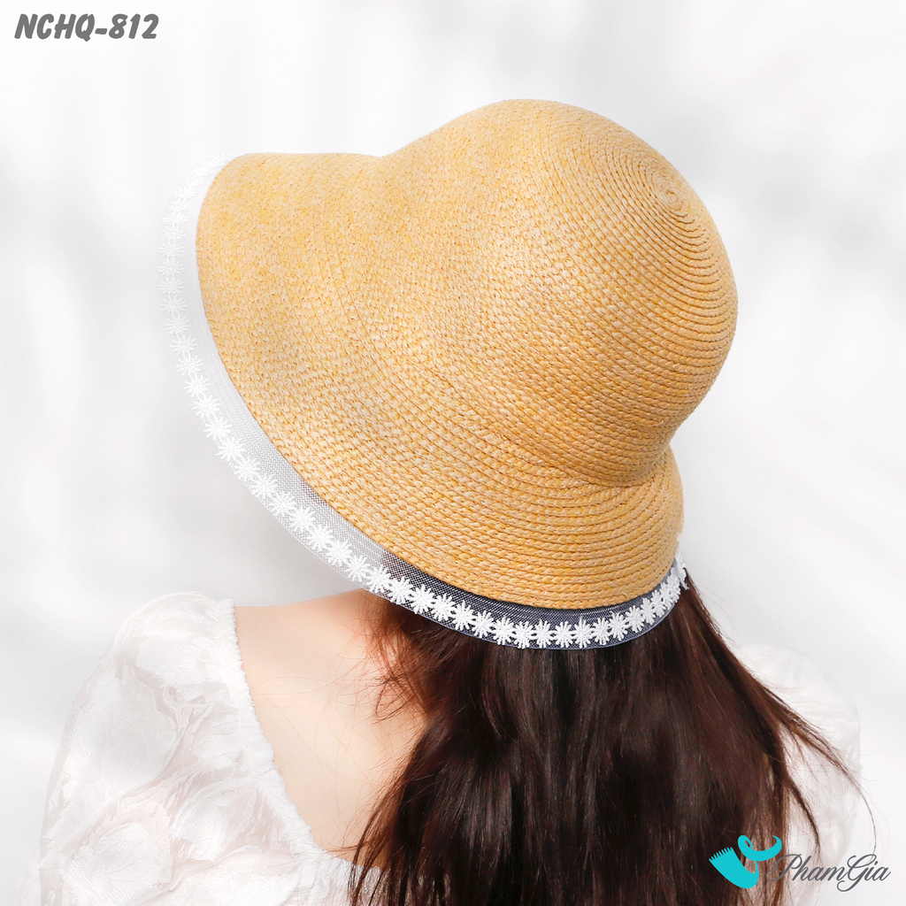 Model Đội Nón Cói Cloche Phối Đăng Ten Cao Cấp Màu Bạc Xỉu