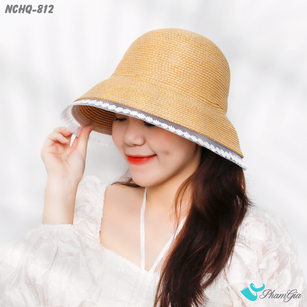 Người Mẫu Đội Nón Cói Cloche Phối Đăng Ten Cao Cấp Màu Bạc Xỉu