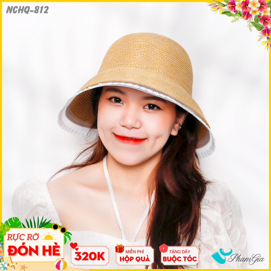 Nón Cói Cloche Phối Đăng Ten Cao Cấp Màu Bạc Xỉu