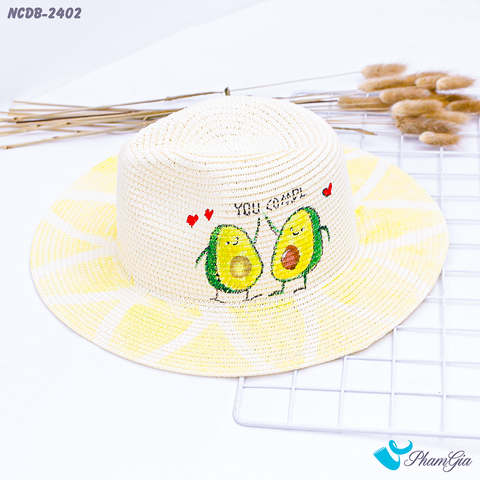 Nón Cói Đi Biển Vẽ Tay Cowboy Họa Tiết Quả Bơ