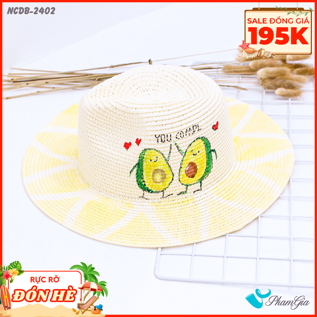 Nón Cói Đi Biển Vẽ Tay Cowboy Họa Tiết Quả Bơ